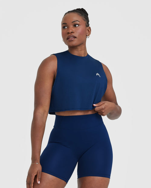 Oner Modal Go To Muscle Crop Vest | Midnight Blue