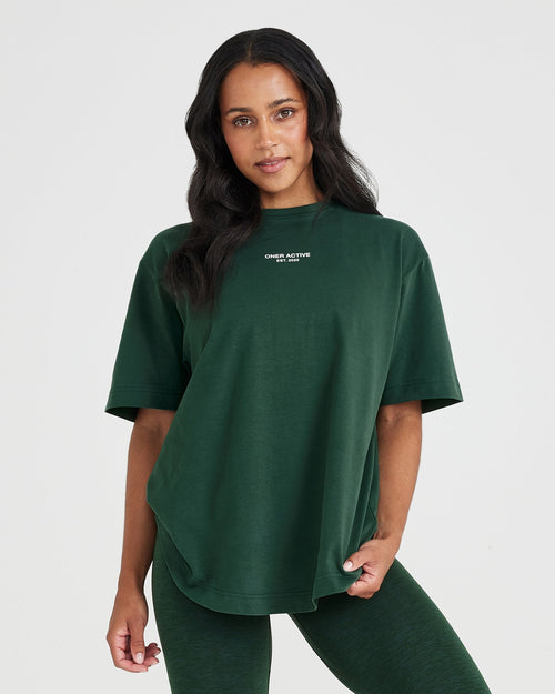 Oner Modal Graphic Oversized Short Sleeve Tee | Evergreen