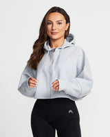Classic Crop Zip Hoodie | Grey