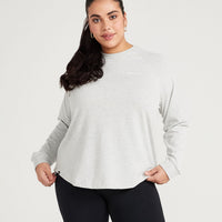 Classic Oversized Long Sleeve Tee | Silver Marl