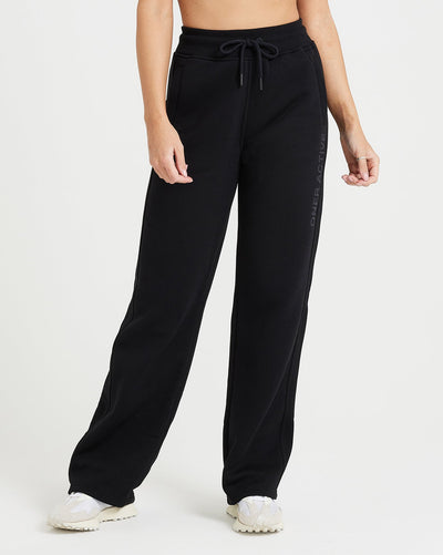 Black Straight Leg Joggers - Women