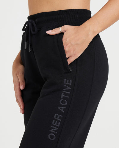 Black Straight Leg Joggers - Women