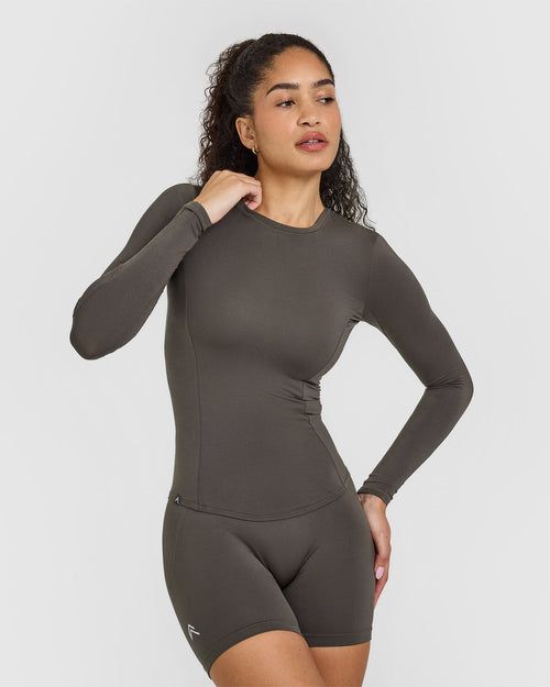 Oner Modal Mellow Soft Long Sleeve Top | Deep Taupe