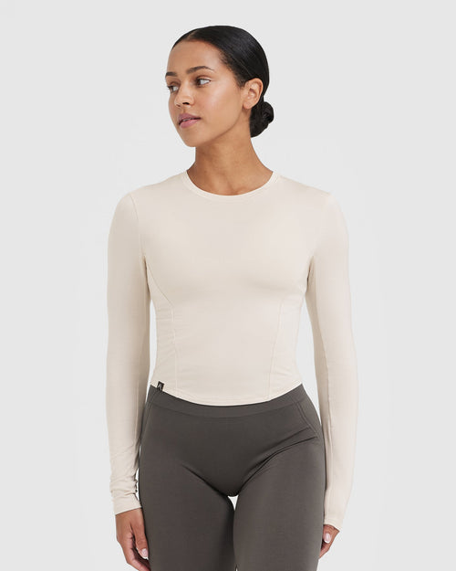 Oner Modal Mellow Soft Mid Long Sleeve Top | Sand