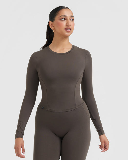 Oner Modal Mellow™ Soft Mid Long Sleeve Top | Deep Taupe