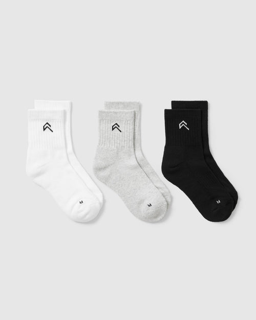 Oner Modal Mid Crew Socks 3 Pack | Grey/White/Black