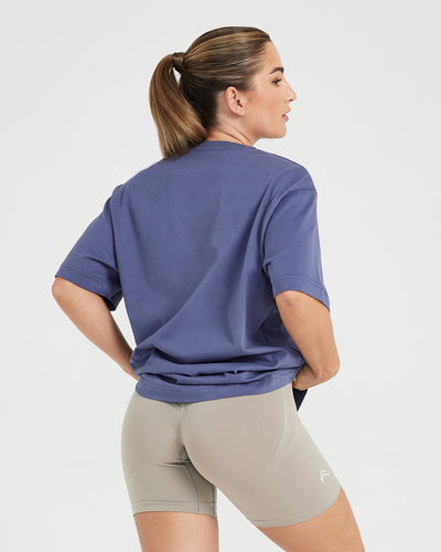 Oversized Short Sleeve Club Tee | Slate Blue