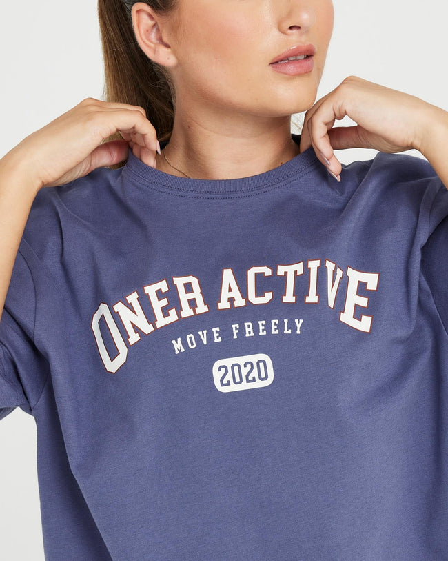 Oversized Short Sleeve Club Tee | Slate Blue