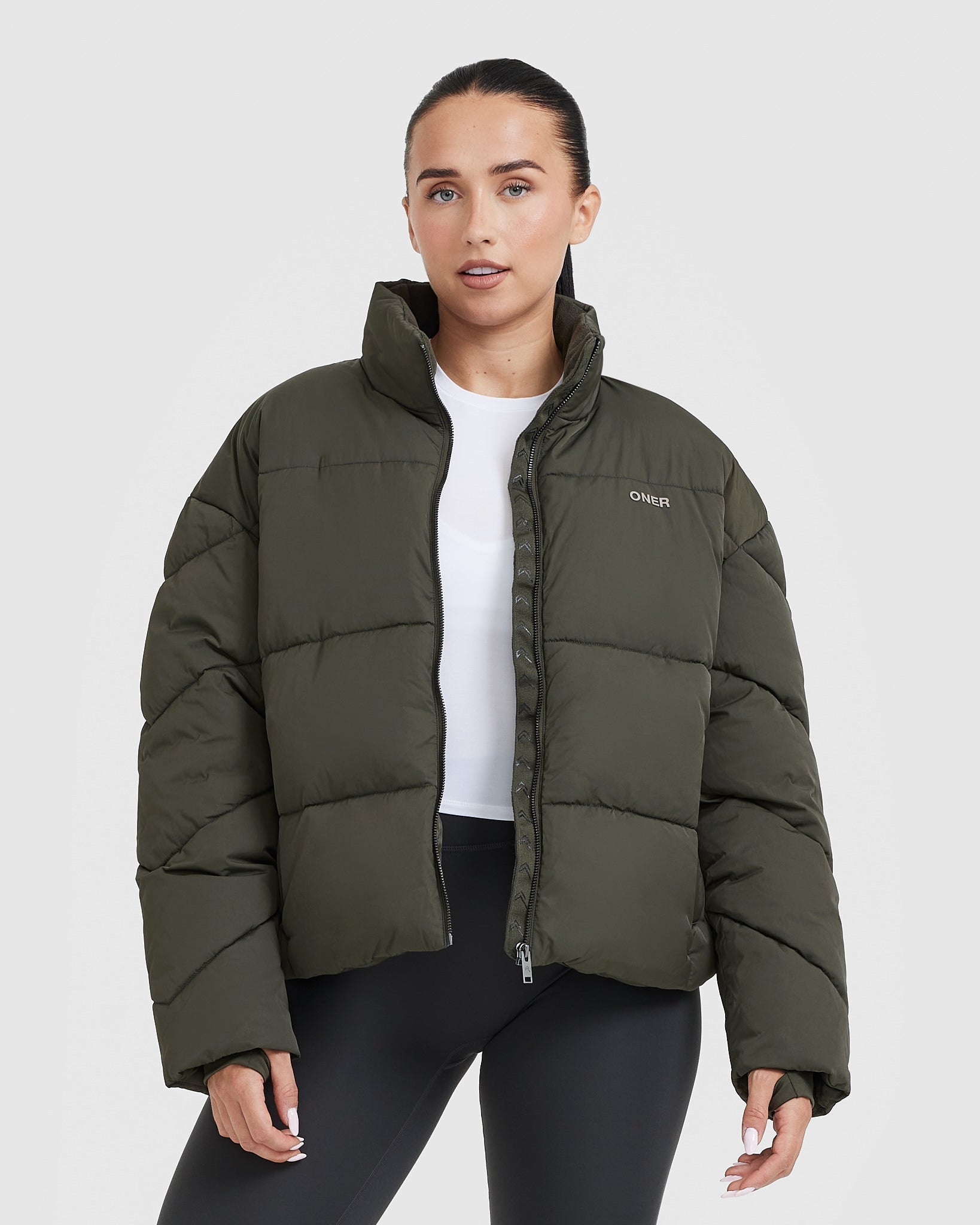 Women s Khaki Puffer Jacket Oner Active Women s Khaki Puffer Jacket Oner Active