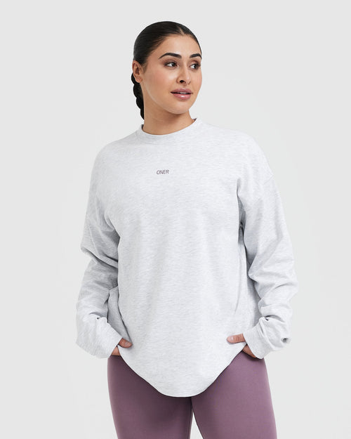 Oner Modal Raising The Bar Graphic Unisex Long Sleeve Top | Light Grey Marl