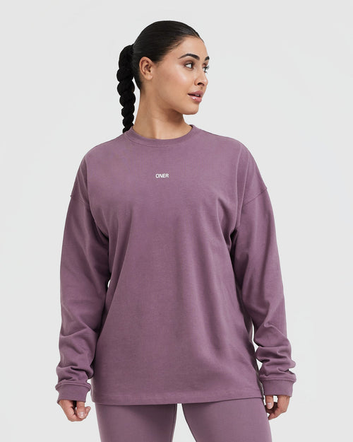 Oner Modal Raising The Bar Graphic Unisex Long Sleeve Top | Vintage Purple