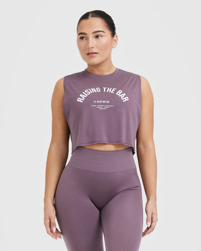 Raising The Bar Graphic Muscle Crop Vest | Vintage Purple