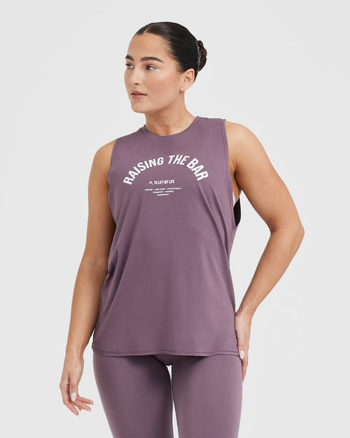 Oner Modal Raising The Bar Graphic Unisex Muscle Vest | Vintage Purple