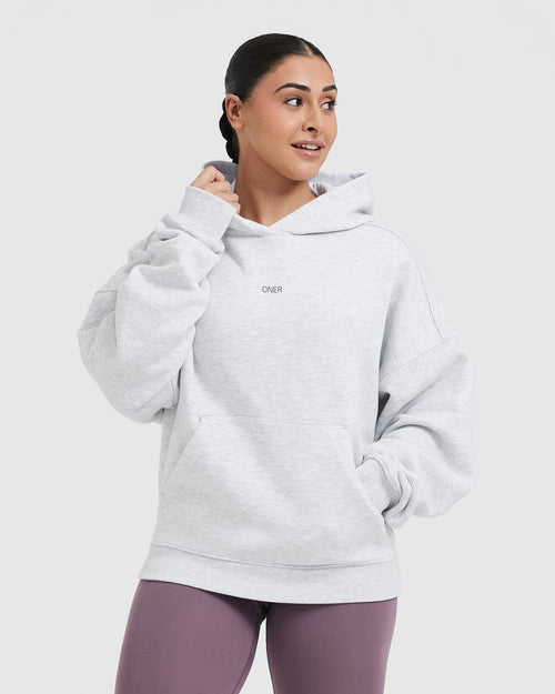 Oner Modal Raising the Bar Graphic Unisex Oversized Hoodie | Light Grey Marl