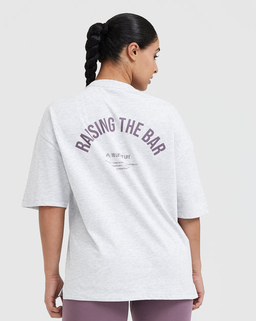 Raising The Bar Graphic Unisex T-Shirt | Light Grey Marl