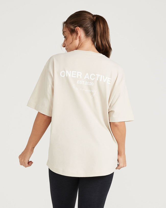 Classic Oversized Short Sleeve Tee | Sand