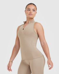 Timeless Half Zip Tank | Sandstone