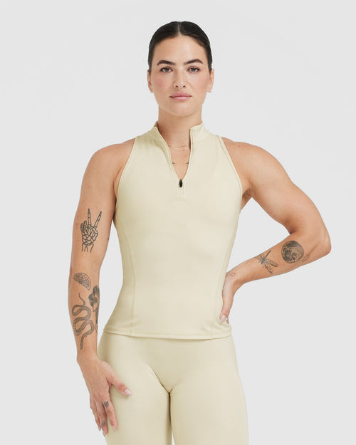 Oner Modal Timeless Half Zip Tank | Vanilla