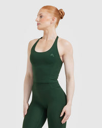 Timeless Halter Neck Mid Vest | Pine Green