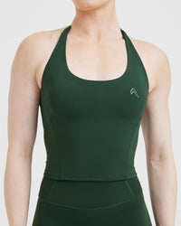 Timeless Halter Neck Mid Vest | Pine Green