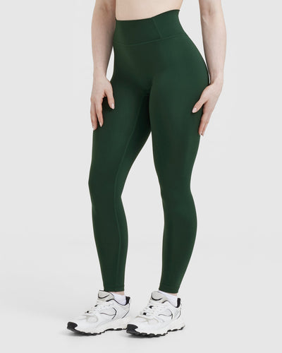 Green Sports Leggings High Rise - Pine Green