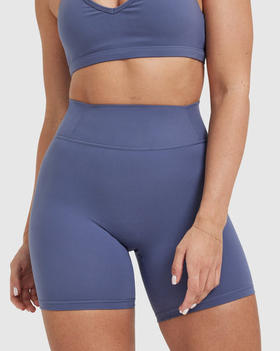 Blue High Rise Shorts Women's - Slate Blue| Oner Active