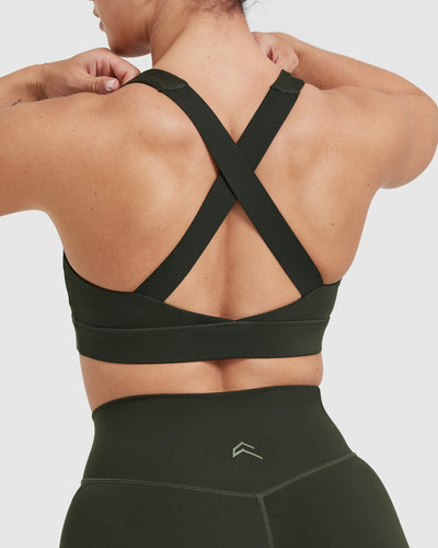 Wide Strap Sports Bra Khaki Women s Oner Active
