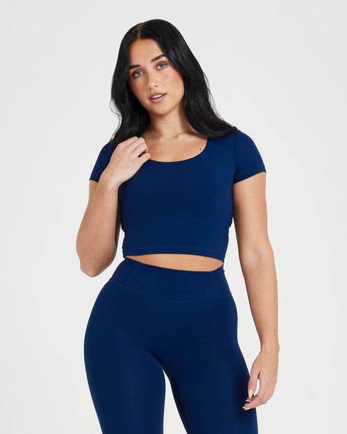 Oner Modal Timeless Crop Short Sleeve Tee | Midnight
