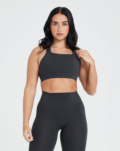 Oner Modal Timeless Wide Strap Sports Bra | Coal