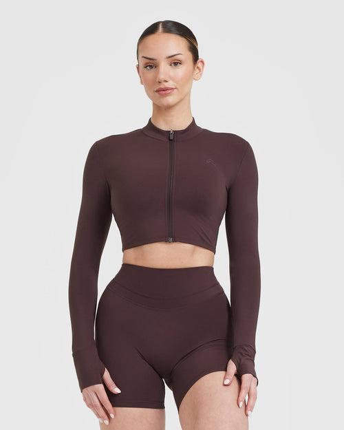 Oner Modal Unified Crop Jacket | Plum Brown