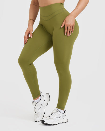 Compression Workout Leggings - Olive Green