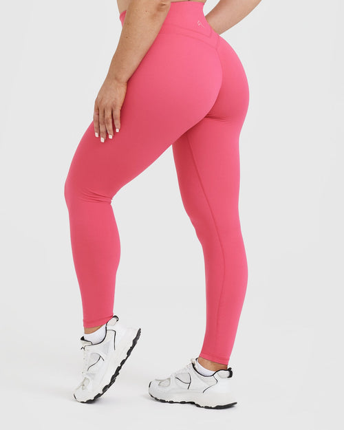 Pink Marl Seamless Short Sleeve Crop Top and Leggings Sets TW2122 - twinall