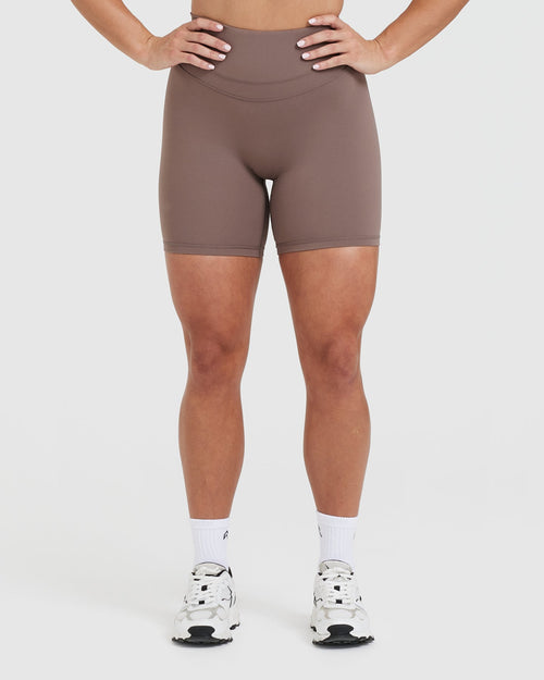Oner Modal Unified High Waisted Shorts 6" | Cool Brown