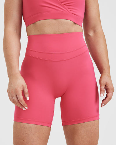 Pink velvet high waisted shorts outlet