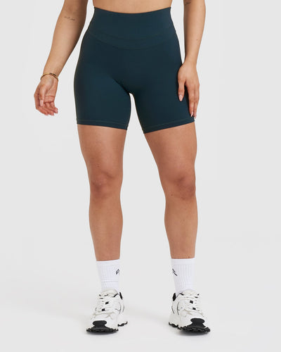 High Waisted Compression Shorts - Oil Blue