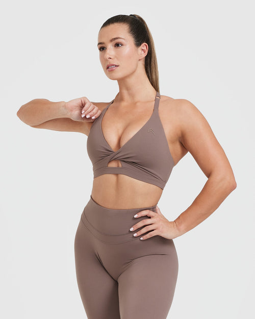 Oner Modal Unified Twist Sports Bra | Cool Brown