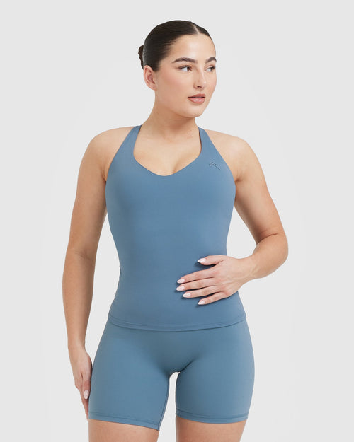 Oner Modal Unified V-Neck Cross Back Vest | Moonstone Blue