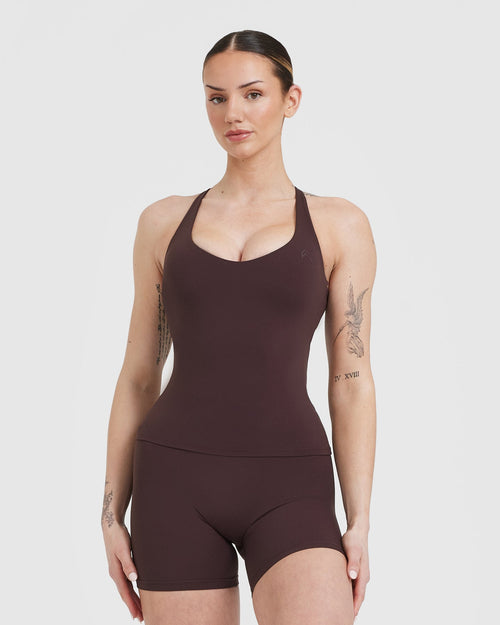 Oner Modal Unified V-Neck Cross Back Vest | Plum Brown