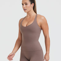 Unified V-Neck Cross Back Vest | Cool Brown