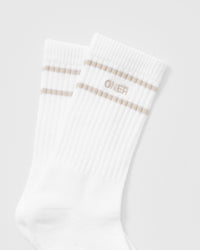 Varsity Crew Socks 3 Pack | Off White/Blue/White