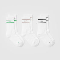 Varsity Crew Socks 3 Pack | White/Jade/Sandstone/Black