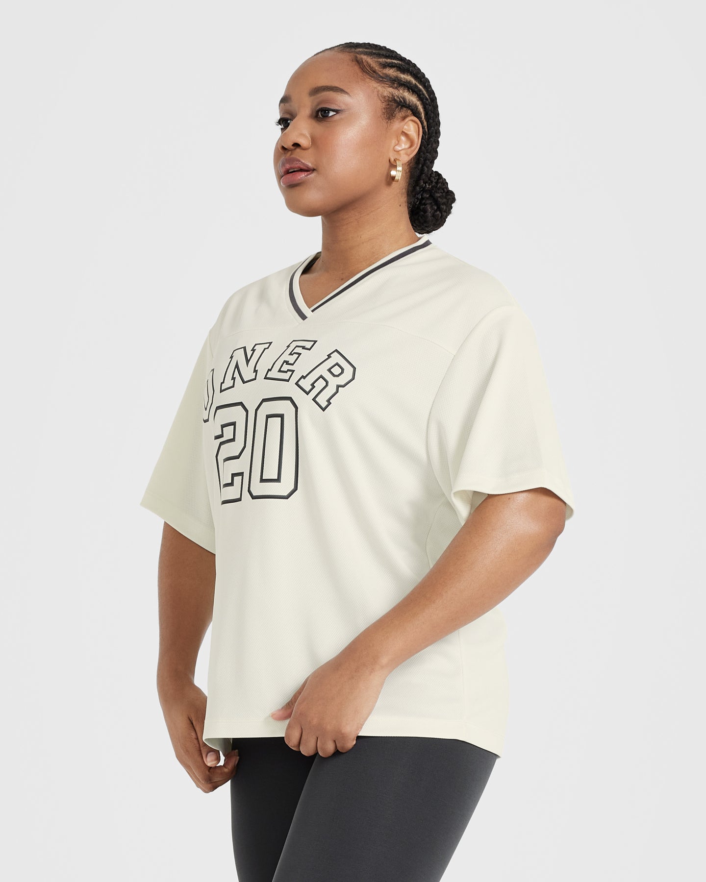 Varsity V Neck Short Sleeve T-shirt | Off White